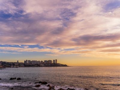 Beautiful landscape of Valparaiso hills at sunset